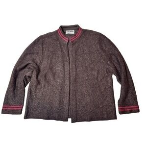 Vintage San Remo Cardigan Sweater Brown Red Mock Neck Knit‎ Large